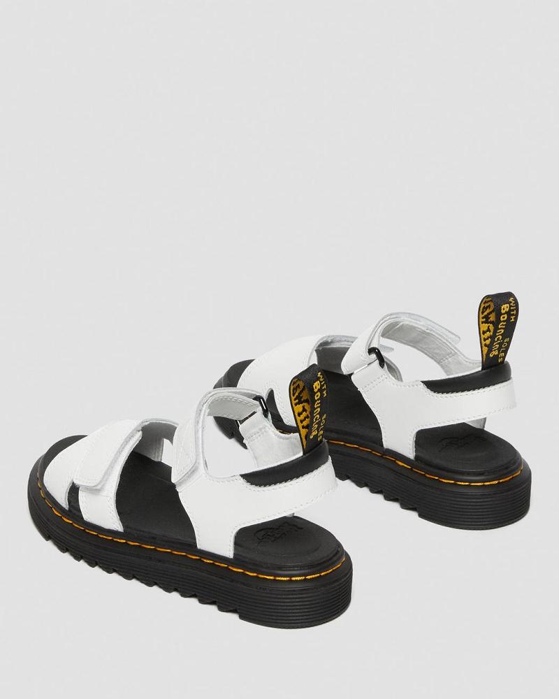 Kids' Dr Martens Junior Vossie Leather Sandals White | AU 723KOR